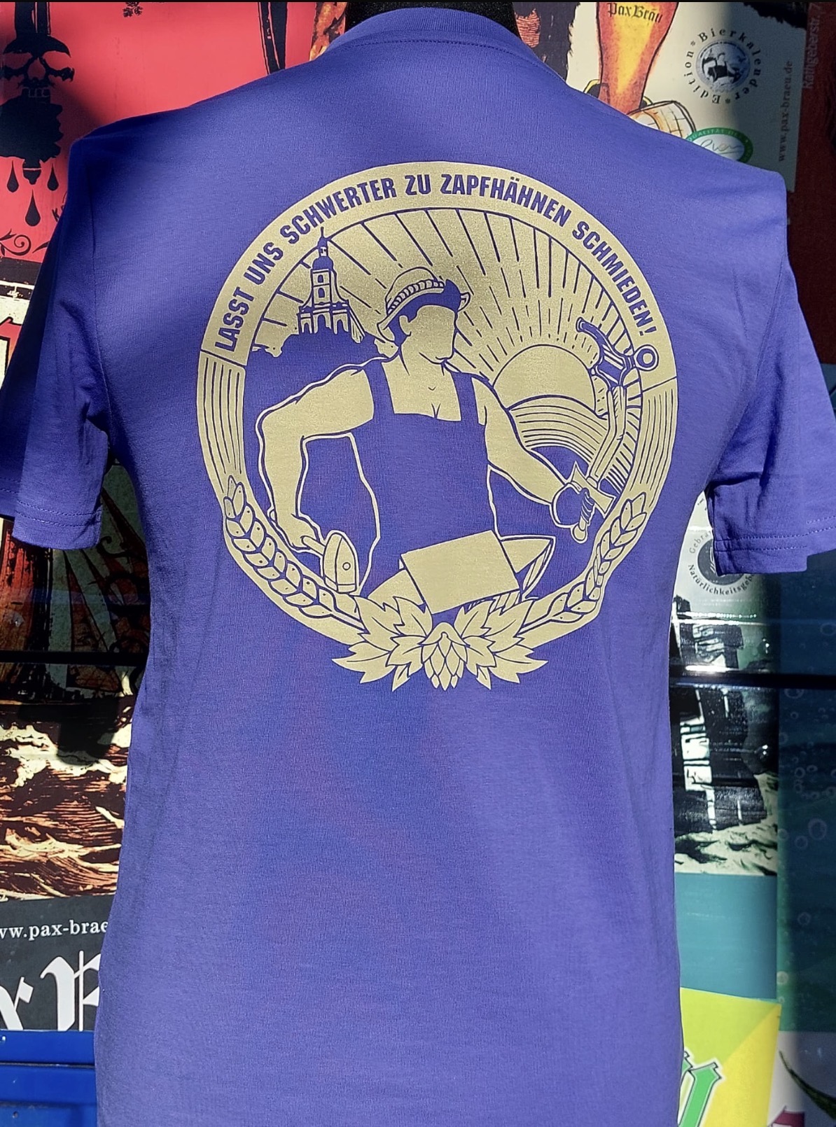 Pax Bräu T-Shirt, Logo Schmied, Purple Love – Bild 2